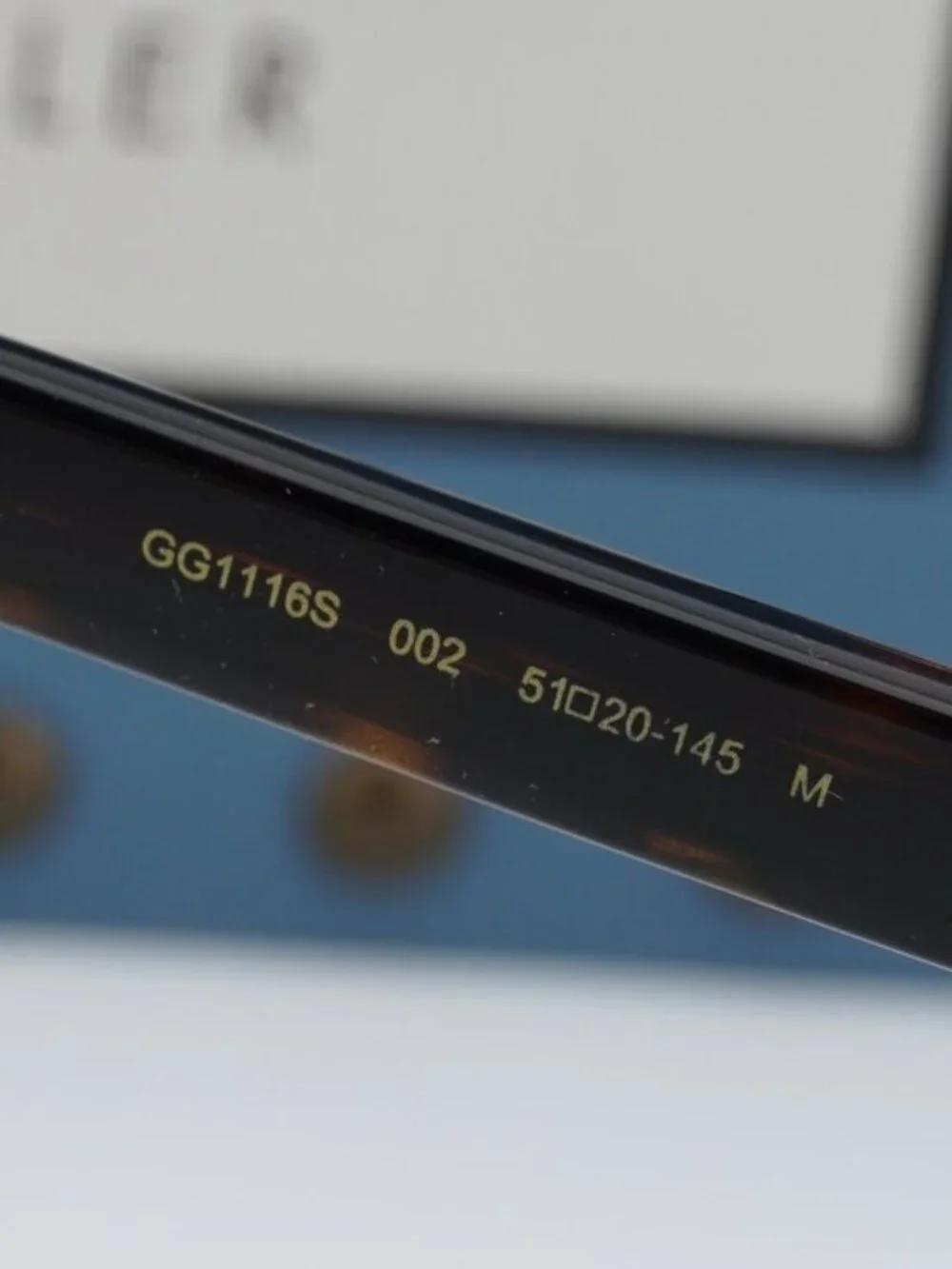 Gucci GG1116S 002 Unisex Square Sunglasses - Havana / Green - Picture 8 of 11